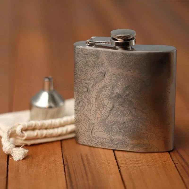 Grand Teton National Park - Wyoming Map Hip Flask