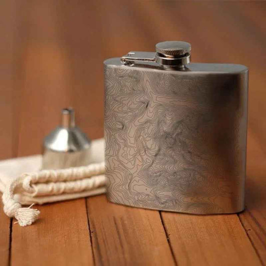 Grand Teton National Park - Wyoming Map Hip Flask