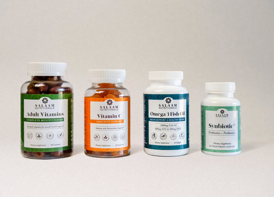 Halal Gut Health Restore Bundle – Multivitamin, Vitamin C, Fish Oil, and Synbiotic+