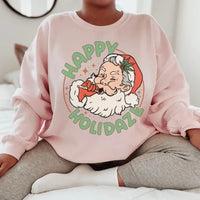 Side view of peachy Sunday sweatshirt showing soft fleece fabric and relaxed fit.