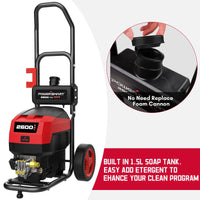 Lightweight cordless pressure washer with water hose attached and ergonomic grip