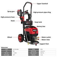 Pressure washer spraying a strong jet of water cleaning outdoor concrete surface
