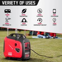Generator viewed from angle highlighting portability and compact design.