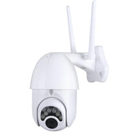 Close-up of 1080P wireless CCTV security camera with lens and infrared lights visible.