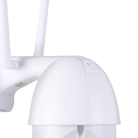 Wireless security camera with mounting brackets and connected to home network system.