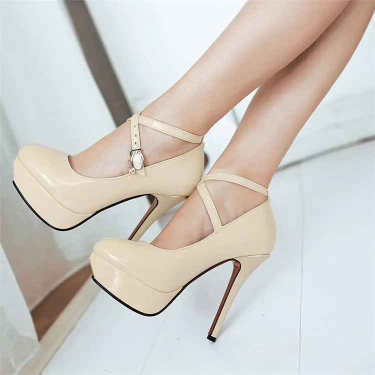 Stylish Waterproof Platform High Heels with Round Toe