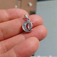 Moonstone Pendant, crescent Moon Pendant, Sterling Silver Pendant,
