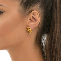 Gold Honeycomb Earrings – 18k Gold Plated Recycled Brass Jewelry With