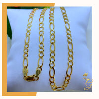 14K Real Solid Gold Chain - Mens Solid Figaro Chain 24” 4.7MM Width