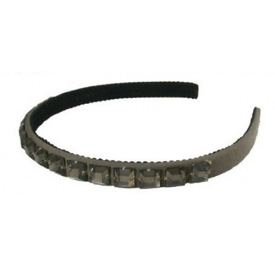 Smoothies Smokey Square Gem Satin Headband-charcoal Grey 01602. Delivery Is Free