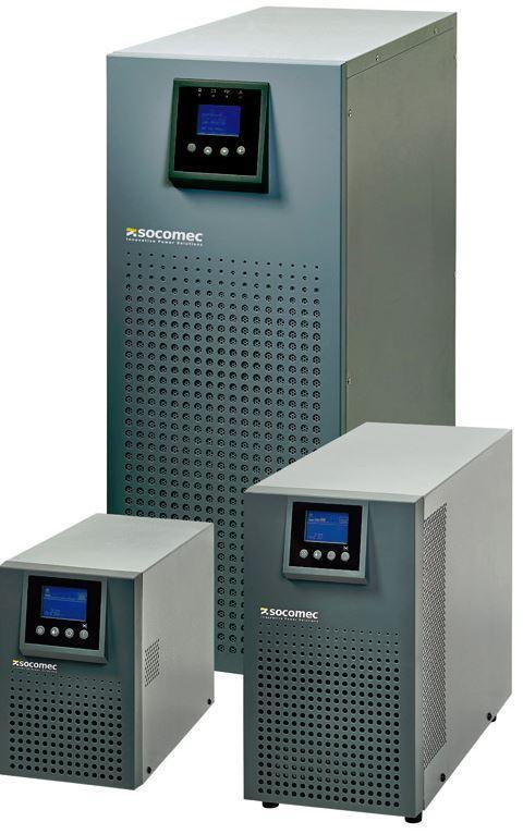 Socomec ITYS 2kVA Tower LCD UPS device showing front panel and LCD display for power and status monitoring