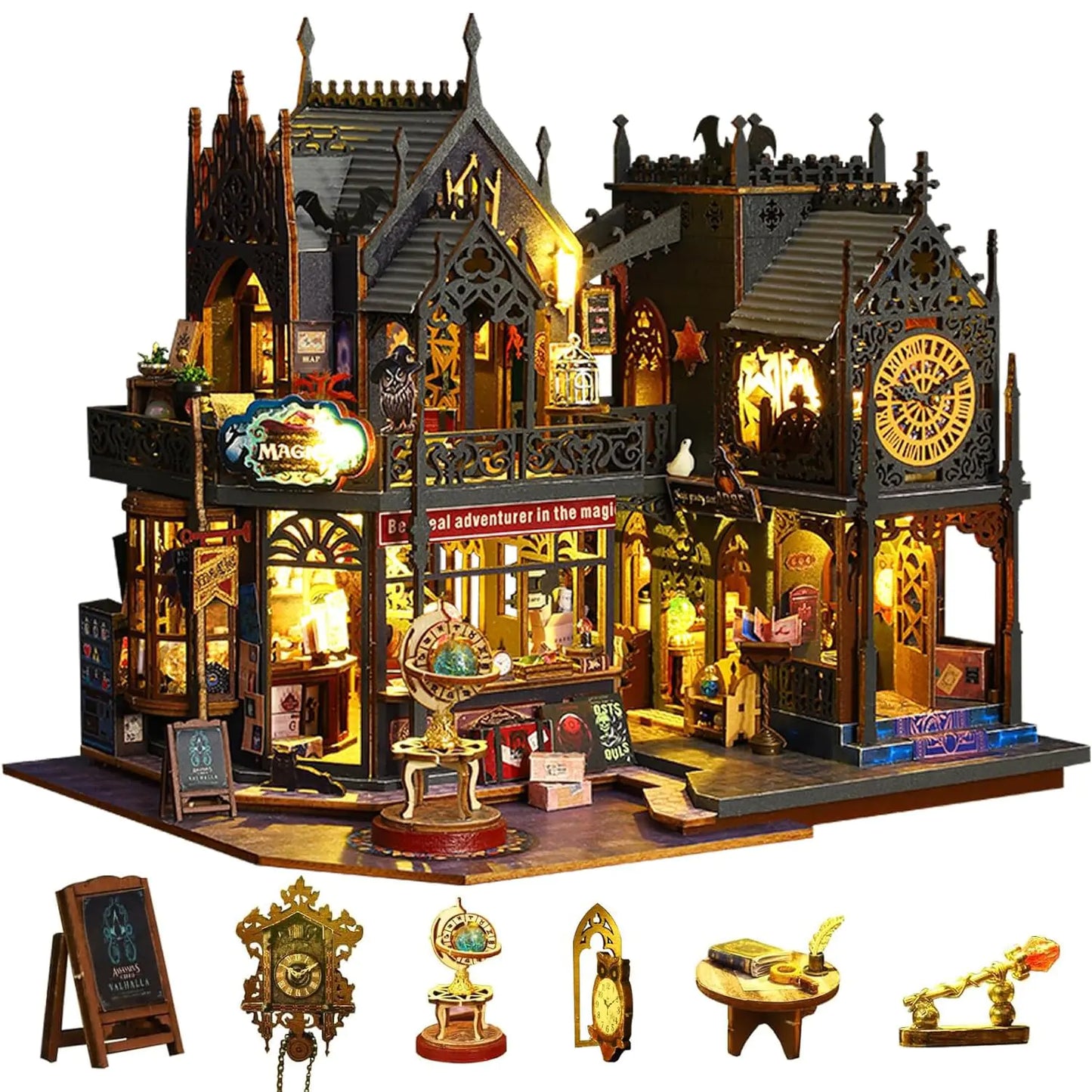 Yoyoom DIY Miniature House Kit Tiny House Kit with Dust Proof Cover & Small Tools Wooden Mini Dollhouse Kit Book Nook Kit for Teen Adult Wooden Crafts Mini Model Magic Kit Home Decor