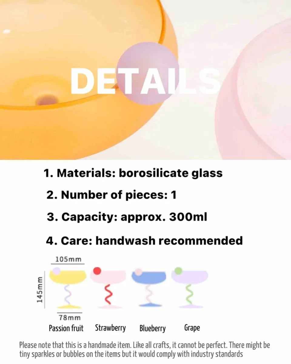 Jelly Bean Wine Glass - Whimsical Eclectic Dopamine Cocktail Coupe