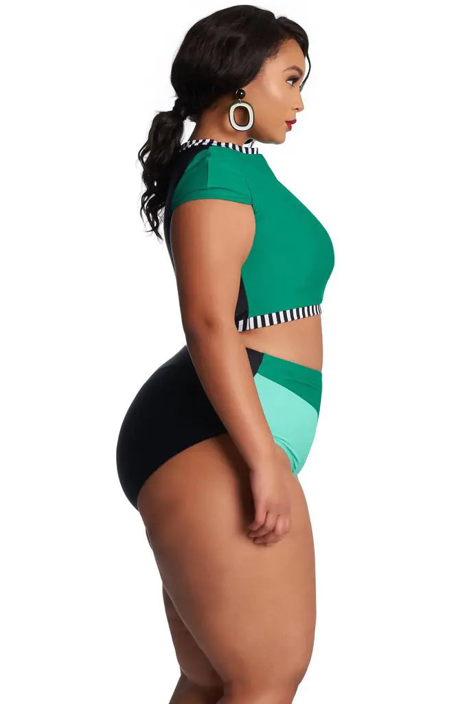 Plus Size Women's High Waisted Bikini Swimwear