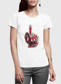 I Love You Half Sleeves Women Black,White T-shirt - Trustymall