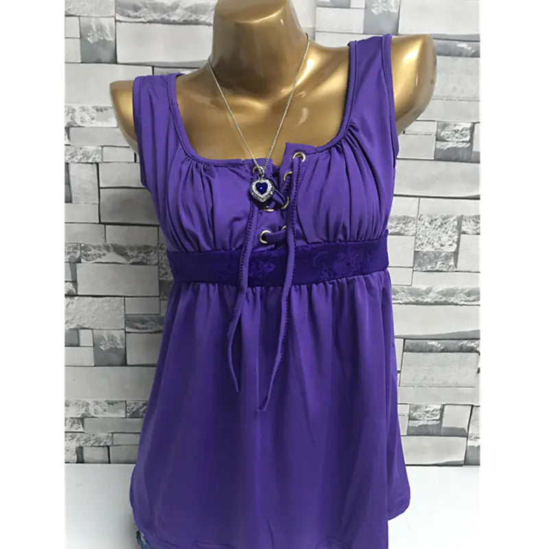 Plus Size Solid Color Sleeveless Top for Women