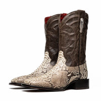 Top view of Missouri Natural boot highlighting signature red leather lining inside the shaft.
