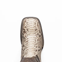 Missouri Natural boot photographed to highlight the mix of python skin and smooth leather.