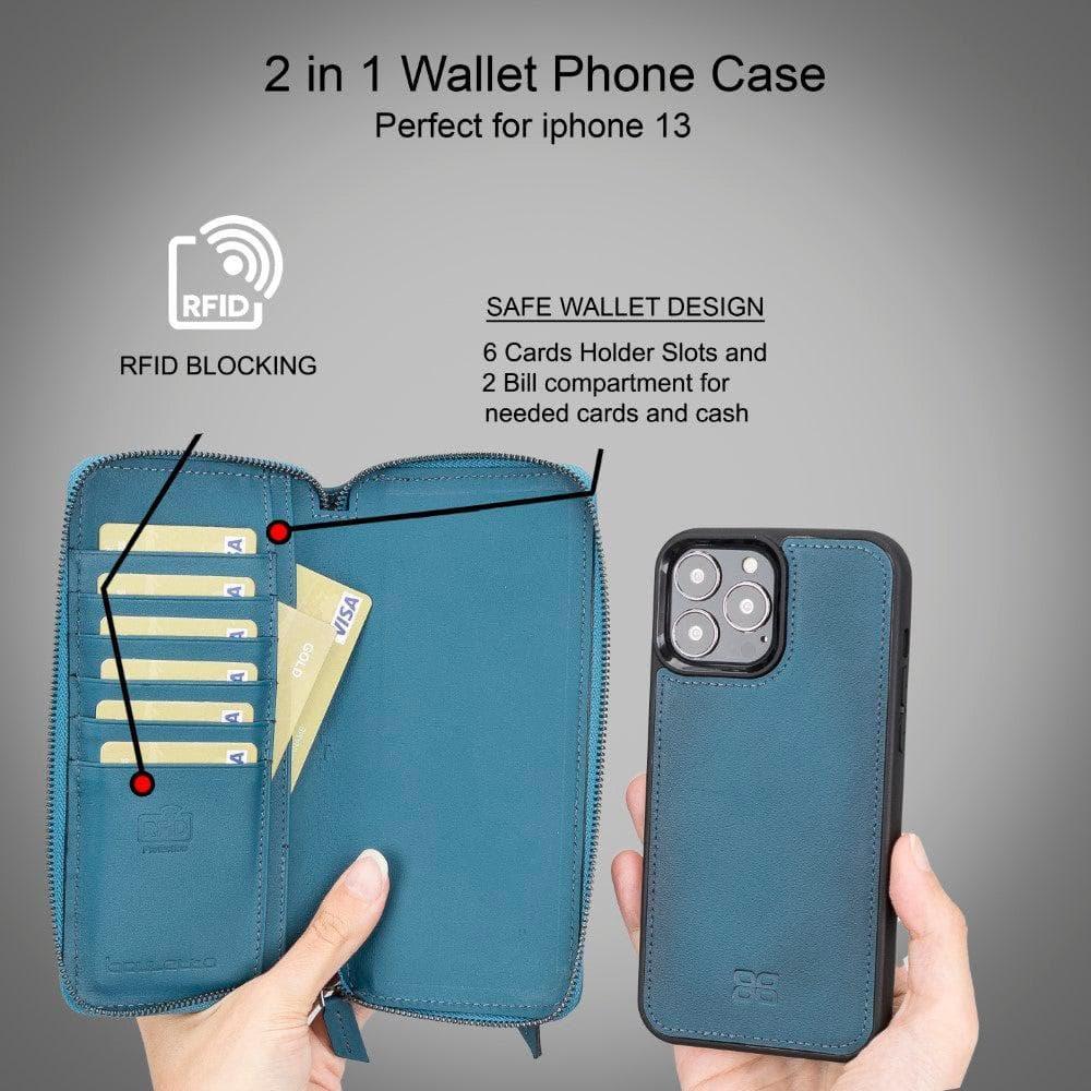 Detachable Leather Zipper Wallet Cases for Apple iPhone 13 Series - Trustymall