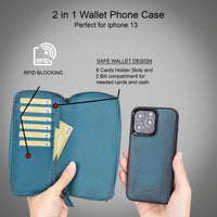 Detachable Leather Zipper Wallet Cases for Apple iPhone 13 Series - Trustymall
