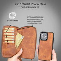 Detachable Leather Zipper Wallet Cases for Apple iPhone 13 Series - Trustymall