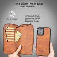 Detachable Leather Zipper Wallet Cases for Apple iPhone 13 Series - Trustymall