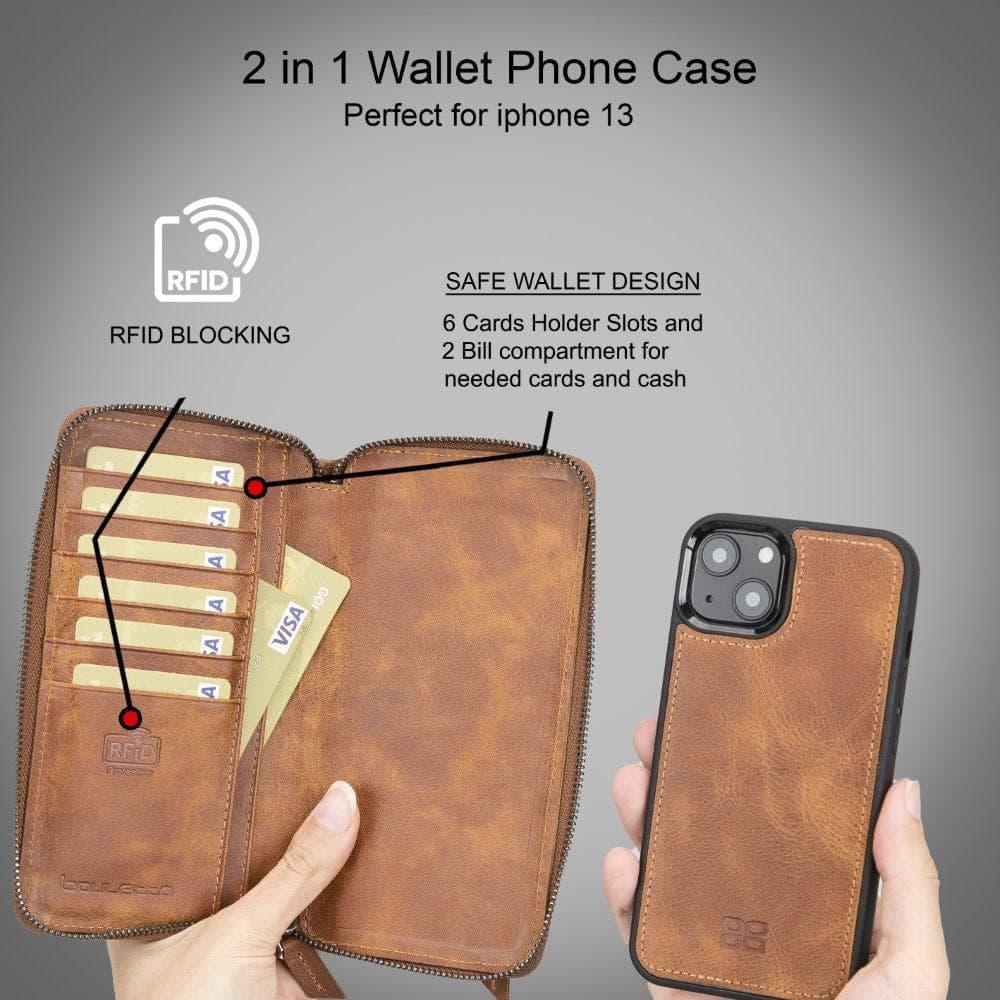 Detachable Leather Zipper Wallet Cases for Apple iPhone 13 Series - Trustymall