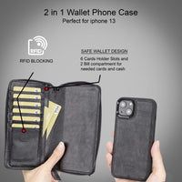 Detachable Leather Zipper Wallet Cases for Apple iPhone 13 Series - Trustymall