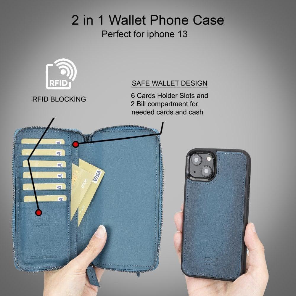 Detachable Leather Zipper Wallet Cases for Apple iPhone 13 Series - Trustymall