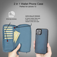 Detachable Leather Zipper Wallet Cases for Apple iPhone 13 Series - Trustymall