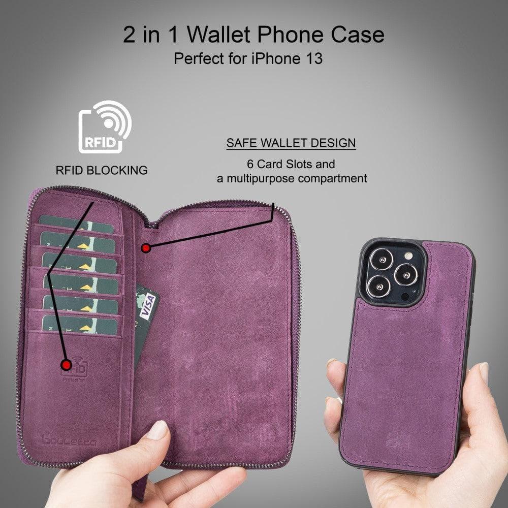 Detachable Leather Zipper Wallet Cases for Apple iPhone 13 Series - Trustymall