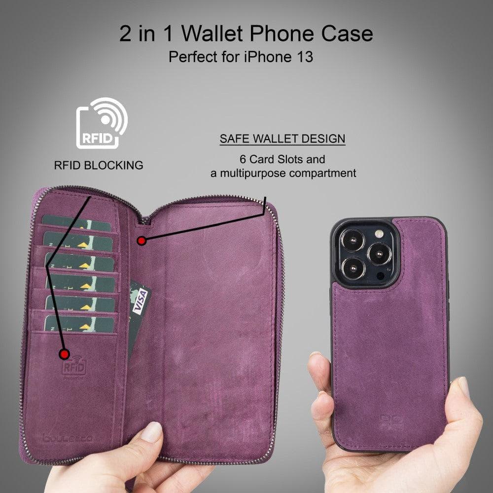 Detachable Leather Zipper Wallet Cases for Apple iPhone 13 Series - Trustymall
