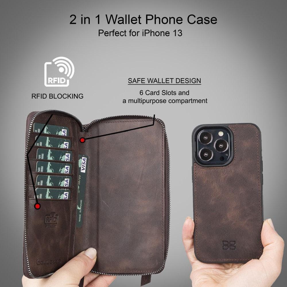 Detachable Leather Zipper Wallet Cases for Apple iPhone 13 Series - Trustymall