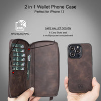 Detachable Leather Zipper Wallet Cases for Apple iPhone 13 Series - Trustymall