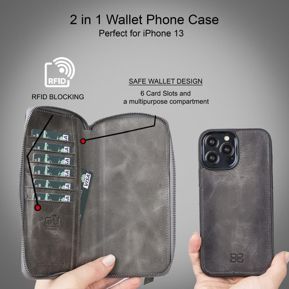Detachable Leather Zipper Wallet Cases for Apple iPhone 13 Series - Trustymall