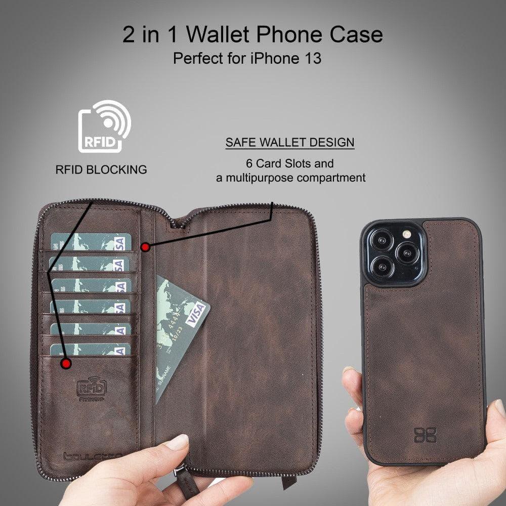 Detachable Leather Zipper Wallet Cases for Apple iPhone 13 Series - Trustymall