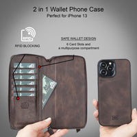 Detachable Leather Zipper Wallet Cases for Apple iPhone 13 Series - Trustymall