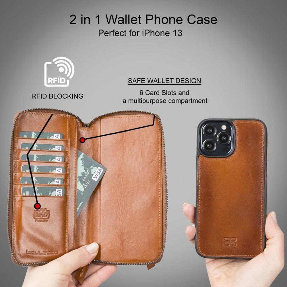 Detachable Leather Zipper Wallet Cases for Apple iPhone 13 Series - Trustymall