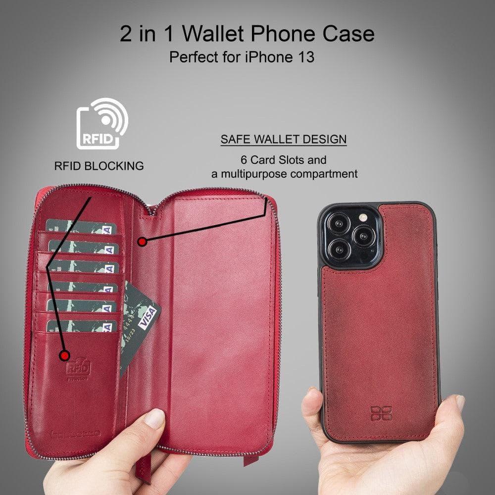 Detachable Leather Zipper Wallet Cases for Apple iPhone 13 Series - Trustymall