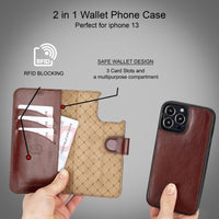 Apple iPhone 13 Series Colorful Detachable Leather Wallet Case - MW - Trustymall
