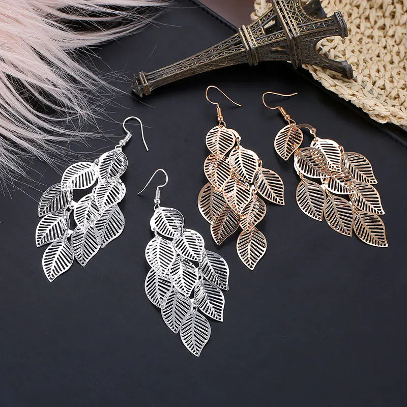 Hollow Leaf Earrings - Leaf Drop Earrings Design