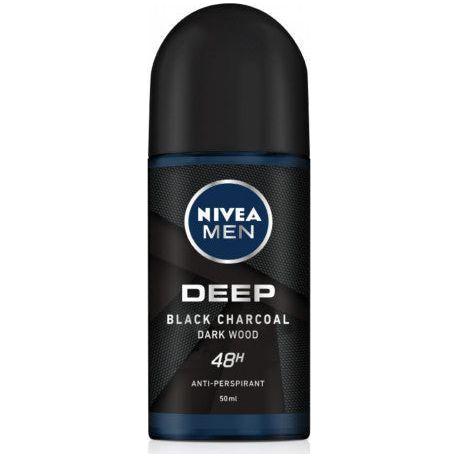 Nivea Deep Black Carbon Dark Wood Roll On Antiperspirant For Men 48 Hour 50 Ml