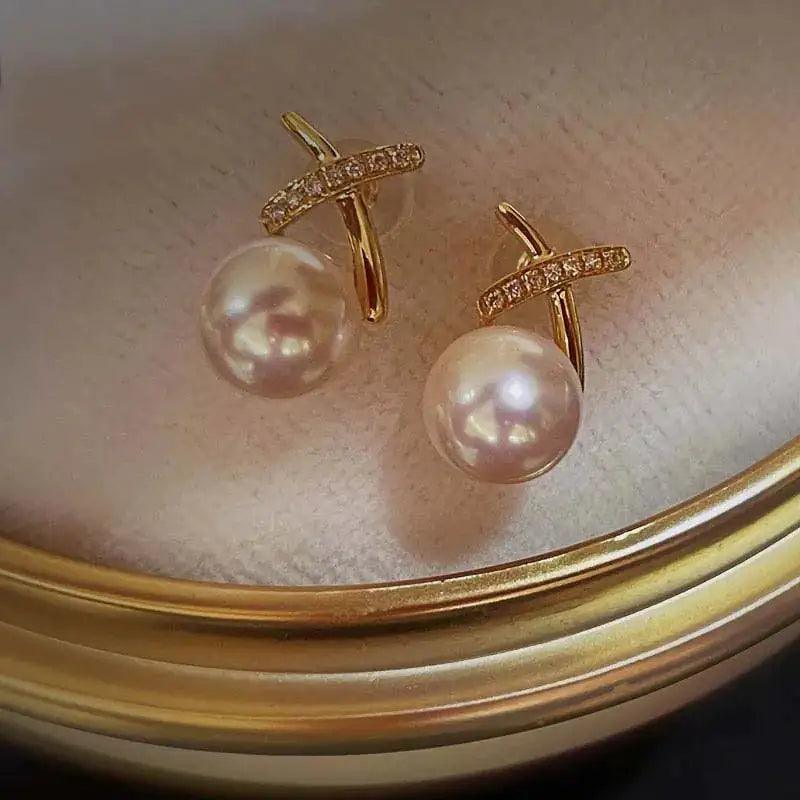 18K Golden Pearl Elegance Studs