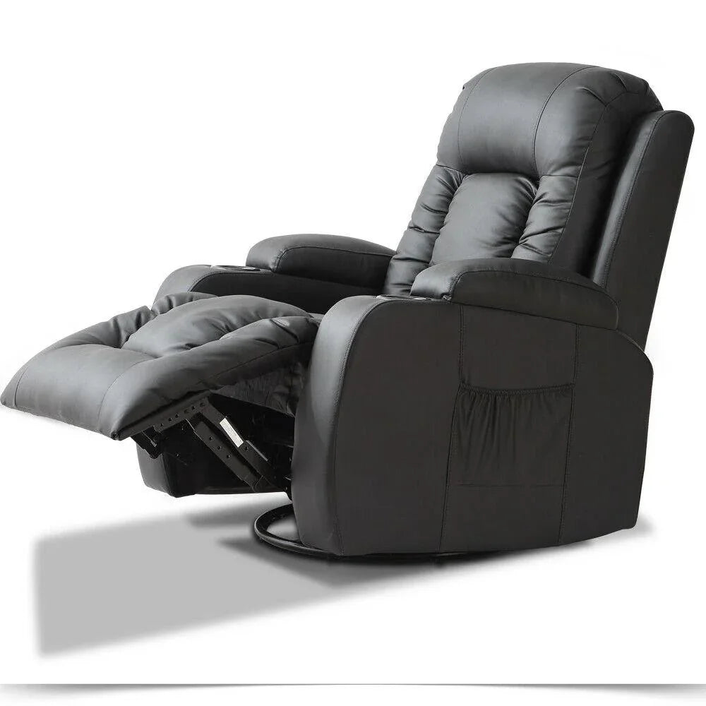 Side view of the electric massage recliner chair highlighting adjustable zero gravity position and plush upholstery.