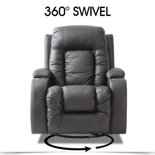 Ultramarine Dione branded electric massage chair fully reclined in zero gravity position with padded cushioning.