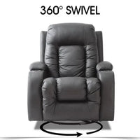 Ultramarine Dione branded electric massage chair fully reclined in zero gravity position with padded cushioning.