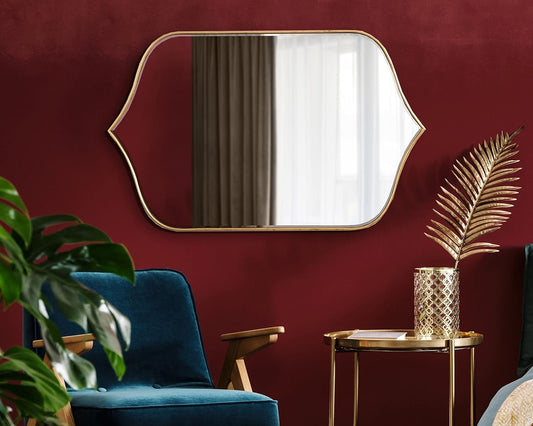 Irregular Gold Wall Mirror – Modern Vertical or Horizontal Decor