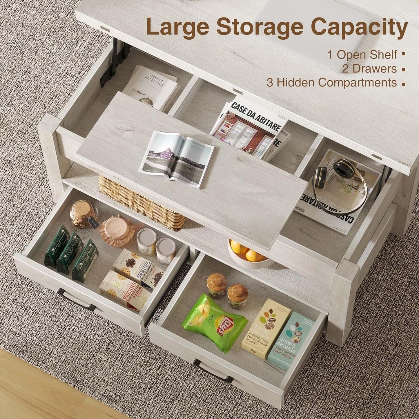 Coffee Table Lift Top – Multi-Function Dining & Storage for Smart Living