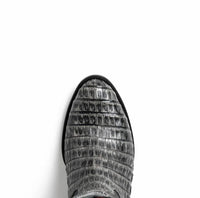 Front angle of Phoenix Stone Gray cowboy boot showcasing polished finish and Western design.
