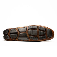 Pia Cognac python skin shoe angled to show side profile and texture depth.